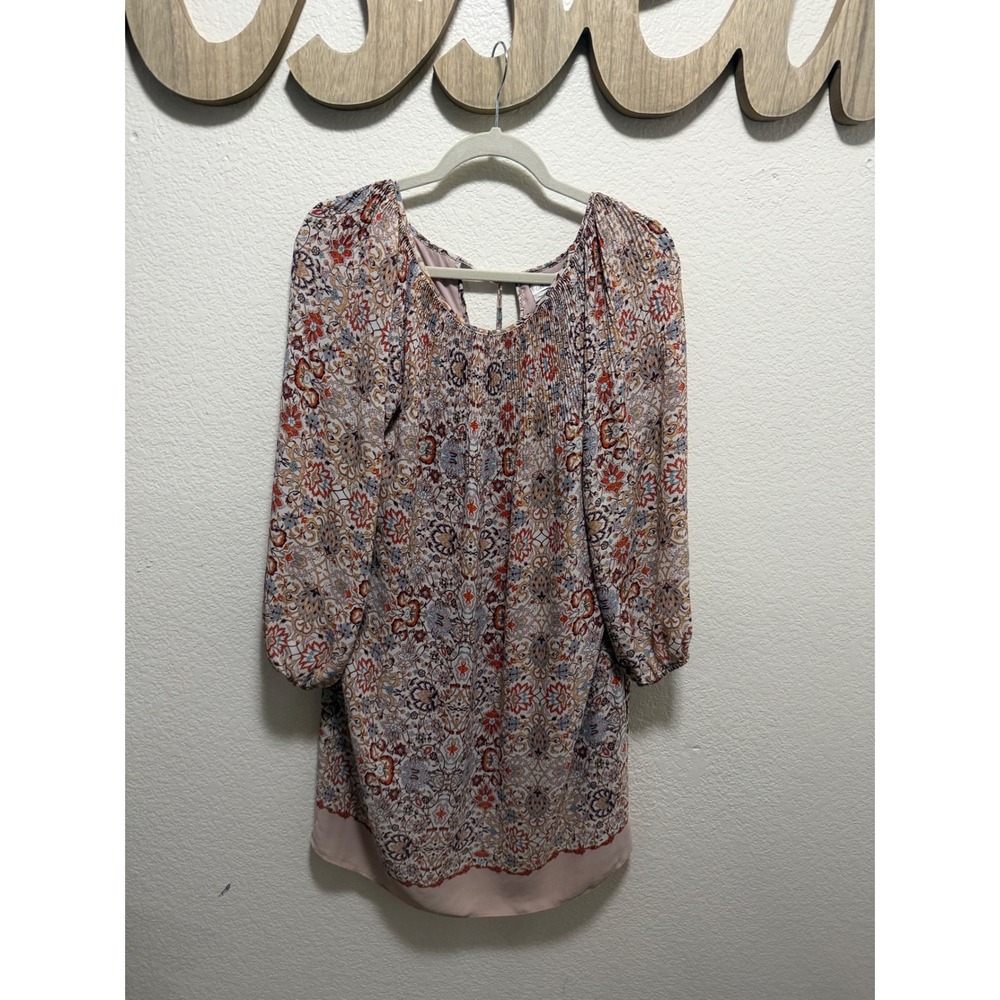 MSSP Max Studio Specialty Products Boho Paisley Floral Smocked Shift Dress M